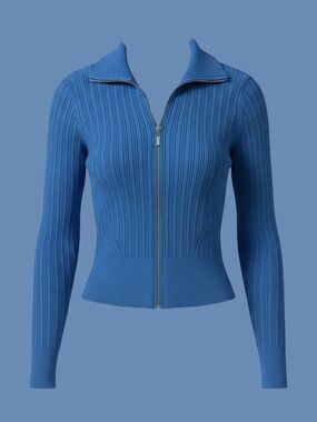 Blue Fitted Zip Up Athletic Jacket Hippie Rose Y2K Cropped M